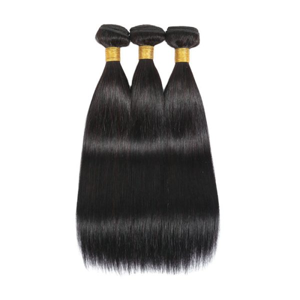 Paquets de cheveux raides 1 cheveux humains droits brésiliens naturels 3 paquets avec frontal 13x4