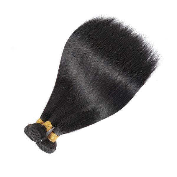 Glattes Haarbündel, 3 natürliche brasilianische glatte Echthaarbündel, 3 Bündel mit Frontal 13x4