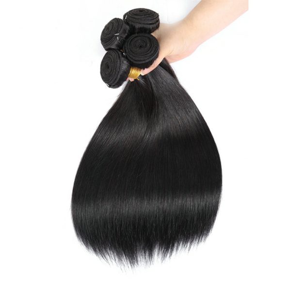 Paquetes de cabello liso 4 paquetes de cabello humano liso brasileño natural 3 paquetes con frontal 13x4